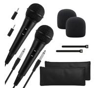 Bowens - Microfono dinamico con cavo da 2 pezzi, microfono vocale con cavo da 15 piedi e adattatore da 1/4 pollici a 3,5 mm, microfono cardioide karaoke per cantare, DJ, sistemi PA