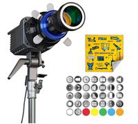 Bowens Mount Optical Snoot Kit per Aputure Amaran 100X/D, 200X/D, 150C, 300C, 600X Pro Ray 660C, Godox SL60 - Proiezione Spotlight con 5 filtri colorati, 30 Gobos & 5 Gobo colore speciale.