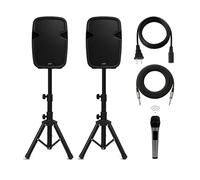 Bowens Sistema PA Bluetooth da 20,3 cm, altoparlanti alimentati da 500 W con supporto, microfono, altoparlanti per feste e DJ, sistema audio esterno, microfono e set di altoparlanti per eventi
