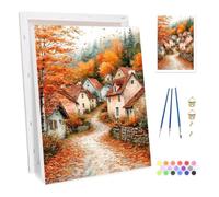 Bowetile Autunno Dipingere per Numeri per Adulti, Kit Paesaggio Lavoretti Creativi per Numeri per Principianti, Kit Pittura Acrilica Numerata Per Decorazione Della Casa20x30cm