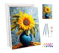 Bowetile Dipingere per Numeri Girasoli per Adulti, Kit Paesaggio Lavoretti Creativi per Numeri per Principianti, Kit Pittura con Vernici Acriliche Per Decorazione Della Casa 20x30cm