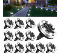Bowfar 12 pezzi Luci Solari per Esterni, 8 LED Lampade Solare da Terra Bianco Freddo Luci da Giardino, Faretti Sepolta Solari Impermeabili IP65 per Prato, Marciapiede, Patio, Vialetto