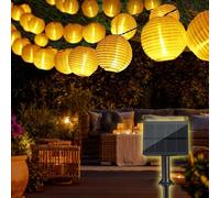 Bowfar Catena di luci solari per esterni, 6 m, 30 LED, 800 mAh, catena luminosa solare, con pannello solare, 8 modalità, per resistente alle intemperie, per giardino, balcone,