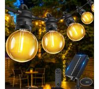 Bowfar Catena Luminosa Esterno Solare, 10M 17 + 2 G40 Lampadine Luci Solari da Giardino con Telecomando, Impermeabile IP68 Luci Gazebo Solari per Balcone, Terrazza, Feste, Giardino, Patio, Matrimonio
