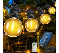 Bowfar Catena Luminosa Esterno Solare, 10M 17 + 2 G40 Lampadine Luci Solari da Giardino con Telecomando, Impermeabile IP68 Luci Gazebo Solari per Balcone, Terrazza, Feste, Giardino, Patio, Matrimonio