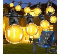 Bowfar Catena Luminosa Esterno Solare, 20M 33 + 2 G40 Lampadine Luci Solari da Giardino con Telecomando, Impermeabile IP68 Luci Gazebo Solari per Balcone, Terrazza, Feste, Giardino, Patio, Matrimonio