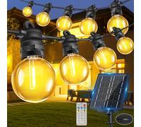 Bowfar Catena Luminosa Esterno Solare, 20M 33 + 2 G40 Lampadine Luci Solari da Giardino con Telecomando, Impermeabile IP68 Luci Gazebo Solari per Balcone, Terrazza, Feste, Giardino, Patio, Matrimonio
