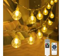Bowfar Catena luminosa per esterni, batteria ricaricabile, 5 m, 50 LED, luce a sfera, batteria e telecomando, 8 modalità IP65, impermeabile, per balcone, feste, esterni, giardino, decorazione