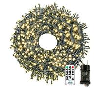 Bowfar Luci Albero di Natale, 30M 300LED Catena luminosa 8 modalità Luci Natalizie con Telecomando e Funzione Memoria, IP65 Impermeabile per Interni, Esterni, Feste, Natale, Matrimoni, Bianco Caldo