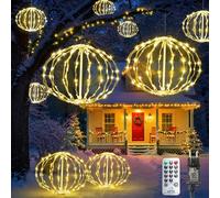 Bowfar Luci Albero di Natale, 40 cm Sfere Luci Natalizie Sospese con Timer e Telecomando, Catena luminosa a Globo per Giardino, Feste, Matrimonio, Decorazione Natalizia, Bianco Caldo
