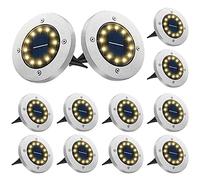 Bowfar Luci Solari da Giardino, 12 Pezzi 12 LED Lampade Solare da Terra, IP65 Impermeabili, Bianco Caldo Faretti Sepolta Solari a Led da Esterno, per Prato Vialetto Cortile Strade Paesaggio Patio