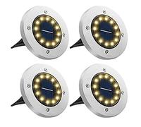 Bowfar Luci Solari da Giardino, 4 Pezzi 12 LED Lampade Solare da Terra, IP65 Impermeabili, Bianco Caldo Faretti Sepolta Solari a Led da Esterno, per Prato Vialetto Cortile Strade Paesaggio Patio