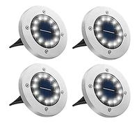 Bowfar Luci Solari da Giardino, 4 Pezzi 12 LED Lampade Solare da Terra, IP65 Impermeabili, Bianco Freddo Faretti Sepolta Solari a Led da Esterno, per Prato Vialetto Cortile Strade Paesaggio Patio