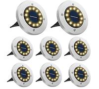 Bowfar Luci Solari da Giardino, 8 Pezzi 12 LED Lampade Solare da Terra, IP65 Impermeabili, Bianco Caldo Faretti Sepolta Solari a Led da Esterno, per Prato Vialetto Cortile Strade Paesaggio Patio