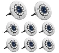 Bowfar Luci Solari da Giardino, 8 Pezzi 12 LED Lampade Solare da Terra, IP65 Impermeabili, Bianco Freddo Faretti Sepolta Solari a Led da Esterno, per Prato Vialetto Cortile Strade Paesaggio Patio