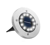 Bowfar Luci solari da pavimento per esterni, 12 LED, luce bianca fredda, per esterni, 800 mAh, IP65, impermeabili, lampade solari da giardino per prato, passerella, patio, terrazze, giardino