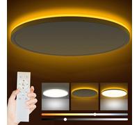 Bowfar Plafoniera LED, Lampada da Soffitto 36W 4200LM con Telecomando Dimmerabile 3000K-6500K, Luce notturna 1800K Ambra, Lampada da Bagno per Soggiorno Cucina Camera Ø39cm, Bianco Rotonda