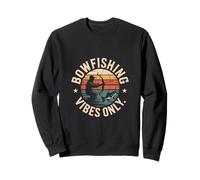 Bowfishing Vibes Solo Retro Tramonto Pescatore Scena Felpa