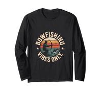 Bowfishing Vibes Solo Retro Tramonto Pescatore Scena Maglia a Manica