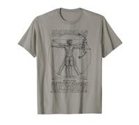 Bowhunter Arciere Tiro con L'Arco Vintage Vitruviano Uomo da Vinci Maglietta