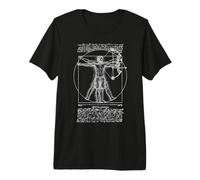 Bowhunter Arciere Tiro con L'Arco Vintage Vitruviano Uomo da Vinci Maglietta Premium