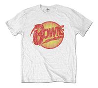 Bowie David - T-Shirt # L Unisex White # Vintage Diamond Dogs Logo