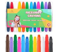 Bowitzki 12 kit di pittura a colori per il viso twistable Face Paint Sticks Temporary Water Based Face Paint Crayons Hair Color Dye for Kids Body Makeup Belly Painting Adults with Box