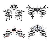 Bowitzki Halloween Face Jewels Festival Design Donna Mermaid Face Gems Strass Stickers Occhi Corpo Tatuaggi Temporanei (Impostazione B)