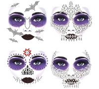 Bowitzki Halloween Face Jewels Festival Design Donna Mermaid Face Gems Strass Stickers Occhi Corpo Tatuaggi Temporanei (Impostazione E)