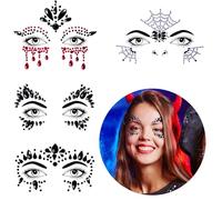 Bowitzki Halloween Face Jewels Festival Design Donna Mermaid Face Gems Strass Stickers Occhi Corpo Tatuaggi Temporanei (Impostazione A)