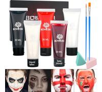 Bowitzki SFX set trucco trucco halloween trucco a base d'acqua crema viso colore corpo trasparente lattice liquido pennello spugne pittura effetti speciali zombie, vampiri mostri