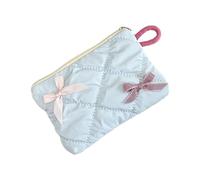 Bowknot Accented Sacchetti di Immagazzinaggio Resistente all'acqua Sacchetto di Trucco Portatile Carryall per Cosmetici Organizzazione Gioielli Organizzatori Sacchetto Poliestere, Azzurro, Taglia