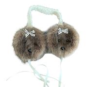 Bowknot Cartoon Ear Paraorecchie per il freddo Bella Protezione Più Caldo Pieghevole Per L'inverno Uso quotidiano Orecchio Regolabile, Punta nera caffè, Taglia unica