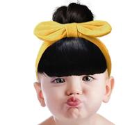 Bowknot Wigs for Baby Girls, Bangs Wig Headband for Toddler, Elastic Skin-Friendly Headwear Accessories for Stage Performances Celebrations Parent-Child Gatherings