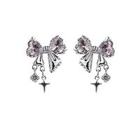 Bowknot Zircone Orecchini Moda Piercing Orecchini Semplice Orecchio Temperamento Gioielli Donne Ragazze Moda Forato per Ragazze, Misura unica, come descritto, come descritto