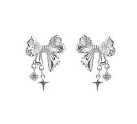 Bowknot Zirconia Orecchini Moda Party Gioielli Piccolo Stud Temperamento Piercing Regalo Festa Moda Trafitto Orecchini Per Ragazze, Taglia unica, come descritto