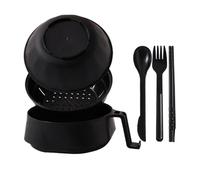 Bowl Set - Large Capacity Noodle Bowl, Instant Meal Serving Container, Lid Chopsticks Spoon Fork Included Dining Kit, Soup Noodle PreparationBowl, Asian Cuisine Serving Dish | For Home Kitchen