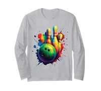 Bowling Color Splash Art - Design colorato Palla e chiglie Maglia a Manica