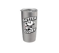 Bowling League Gutter Glory Retro Bowler Bicchiere termico in acciaio inox doppia parete