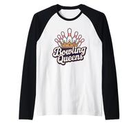 Bowling Queens Crown Pins Donna Bowling League Maglia con Maniche Raglan