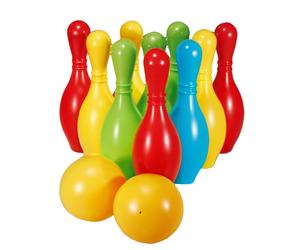 Bowling Set 10 Birilli + 2 Bocce - Gioco da Spiaggia Bambini Colorato Divertente