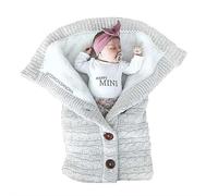 BOWTONG Coperte Coccole per Neonati, Morbida Coperta per Neonati in Pile Lavorato a Maglia, Calda Tuta Maglione Foderata, Soffice Inserto per Carrozzina - Ideale per Lettino, Viaggi, Seggiolino Auto