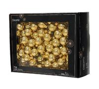 Box 144 Palline di Natale in Vetro Lucido Oro Chiaro in Grappoli da 12, Ideali per Alberi, Ghirlande e Allestimenti Festivi Eleganti 2,5cm - Varzi dal 1956
