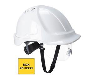 Box 20 elmetti caschi ventilati da lavoro con visiera DPI 2a cat. bianchi