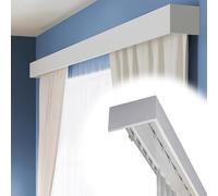 Box 3 in 1 in alluminio con asta scorrevole a doppio binario per soffitto/parete, divisorio bianco per soggiorno, camera da letto, hotel, villa | 3,6 m, altezza 10,2 cm