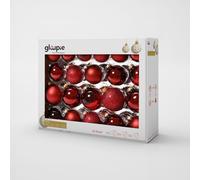 Box 42 Palline Per Albero Di Natale In Vetro Bordeaux 3 Misure Ø 7, 6, 5 cm | Tre misure da Ø 7, 6 e 5 cm e diverse finiture, racchiuse in un’elegante confezione per vestire il tuo albero di magia