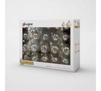 Box 42 Palline Per Albero Di Natale In Vetro Trasparente,3MisureØ7,6,5 cm, | Tre misure da Ø 7, 6 e 5 cm e diverse finiture, racchiuse in un’elegante confezione per vestire il tuo albero di magia