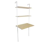 Box and beyond Scrivania industriale a 2 ripiani - Legno eucalipto e metallo - Bianco - FSC 70% - 76 x 51 x 185 cm