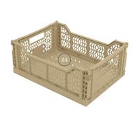 Box and beyond - Set di 4 scatole pieghevoli - Scatole in plastica impilabili - Cassette pieghevoli con maniglia - Cucina, camera da letto, ufficio (giallo, 40 x 30 x 15 cm)