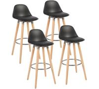 Box and Beyond Set di 4 sgabelli da bar in legno, sedia alta per bar, sedia da cucina - Altezza 91 cm - Sgabello nero con poggiapiedi”